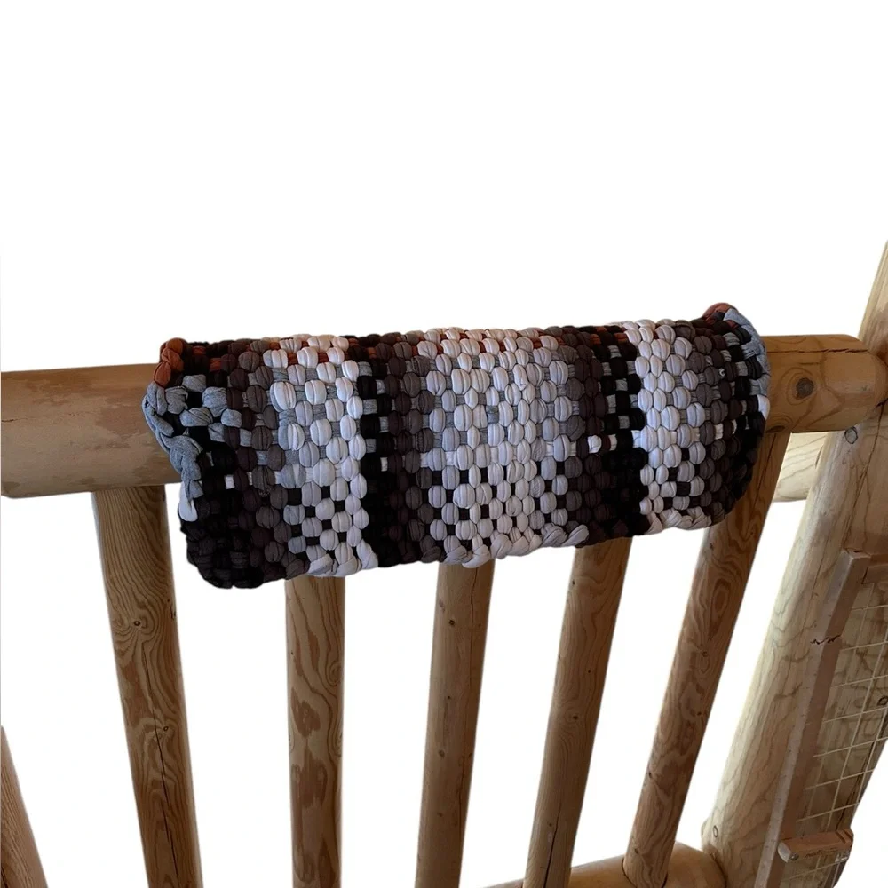 Handwoven Loomed Rag Rug Bathroom Kitchen Entry Giant Trivet Rust Loose Weave